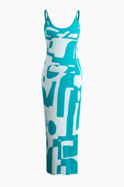 Contrast Knit Slip Maxi Dress