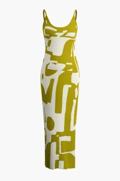 Contrast Knit Slip Maxi Dress