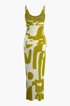 Contrast Knit Slip Maxi Dress