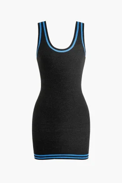 Contrast Knit Tank Mini Dress
