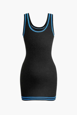 Contrast Knit Tank Mini Dress