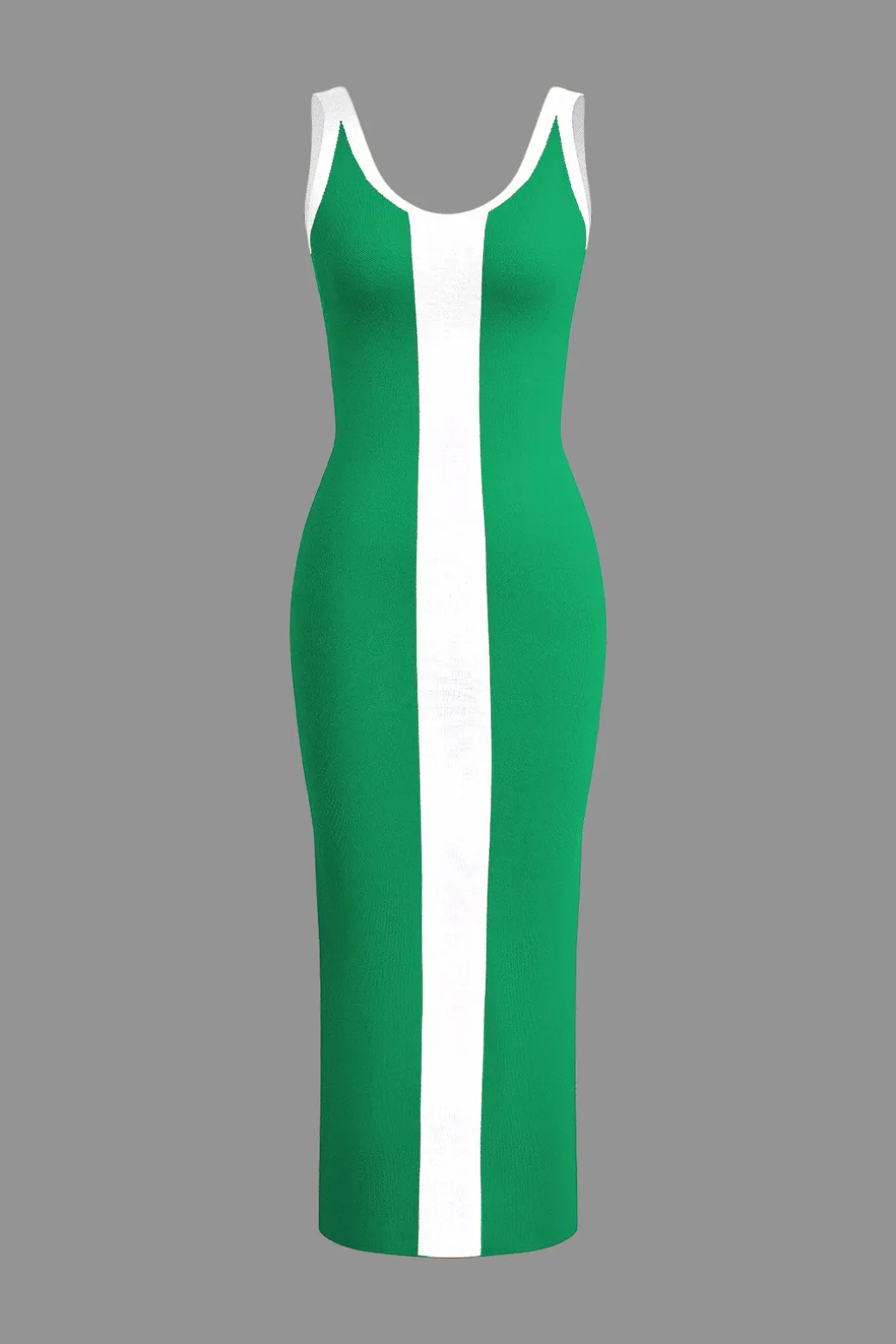Contrast Knitted Slit Midi Dress