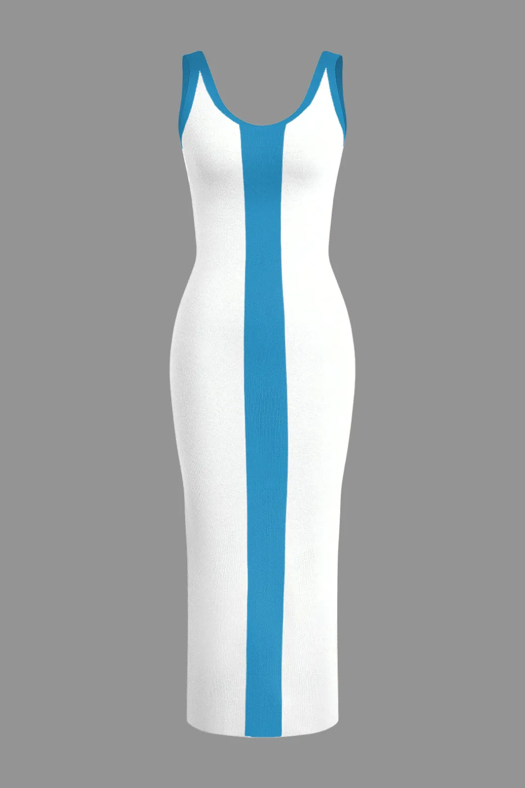 Contrast Knitted Slit Midi Dress