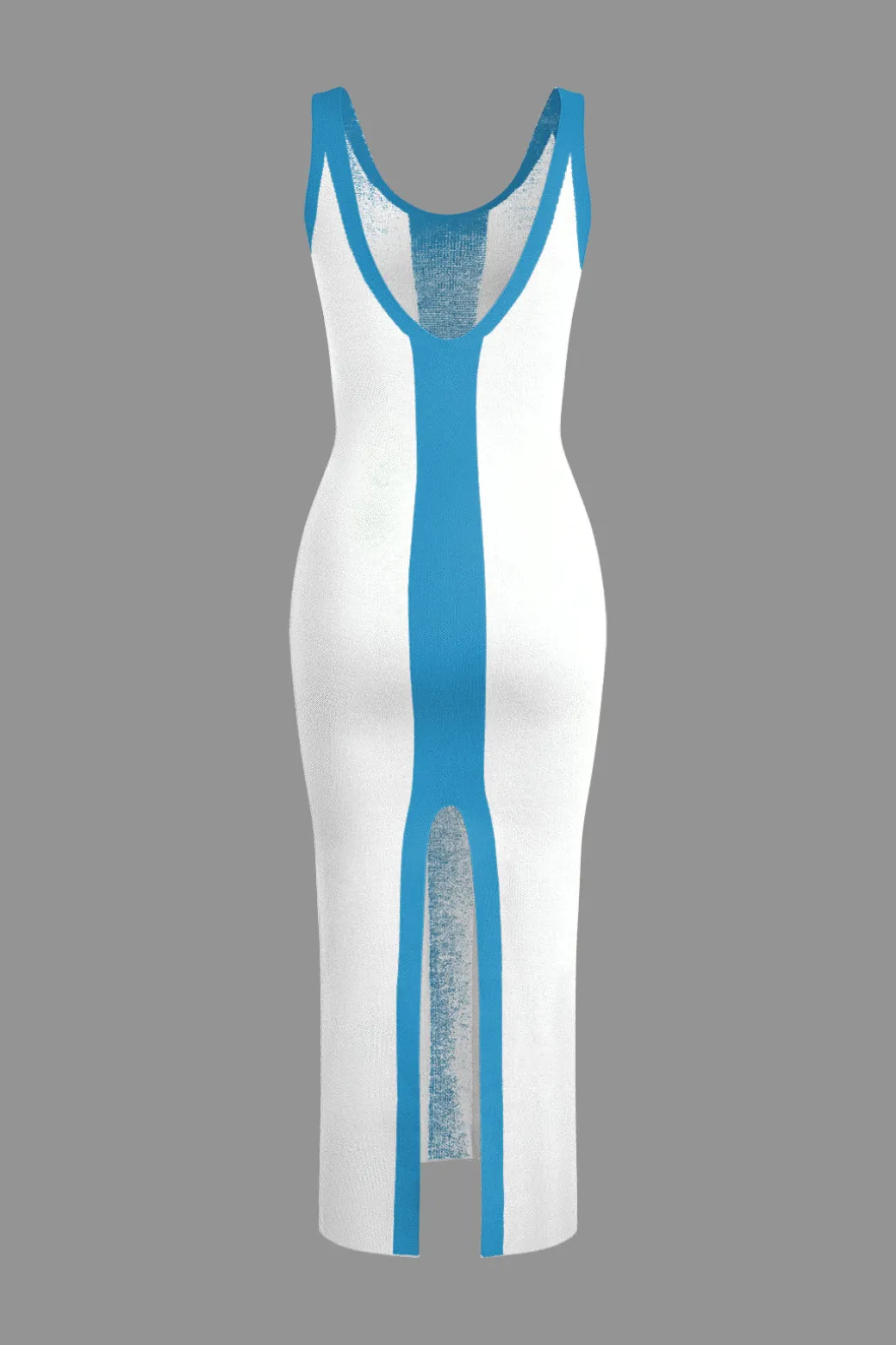 Contrast Knitted Slit Midi Dress