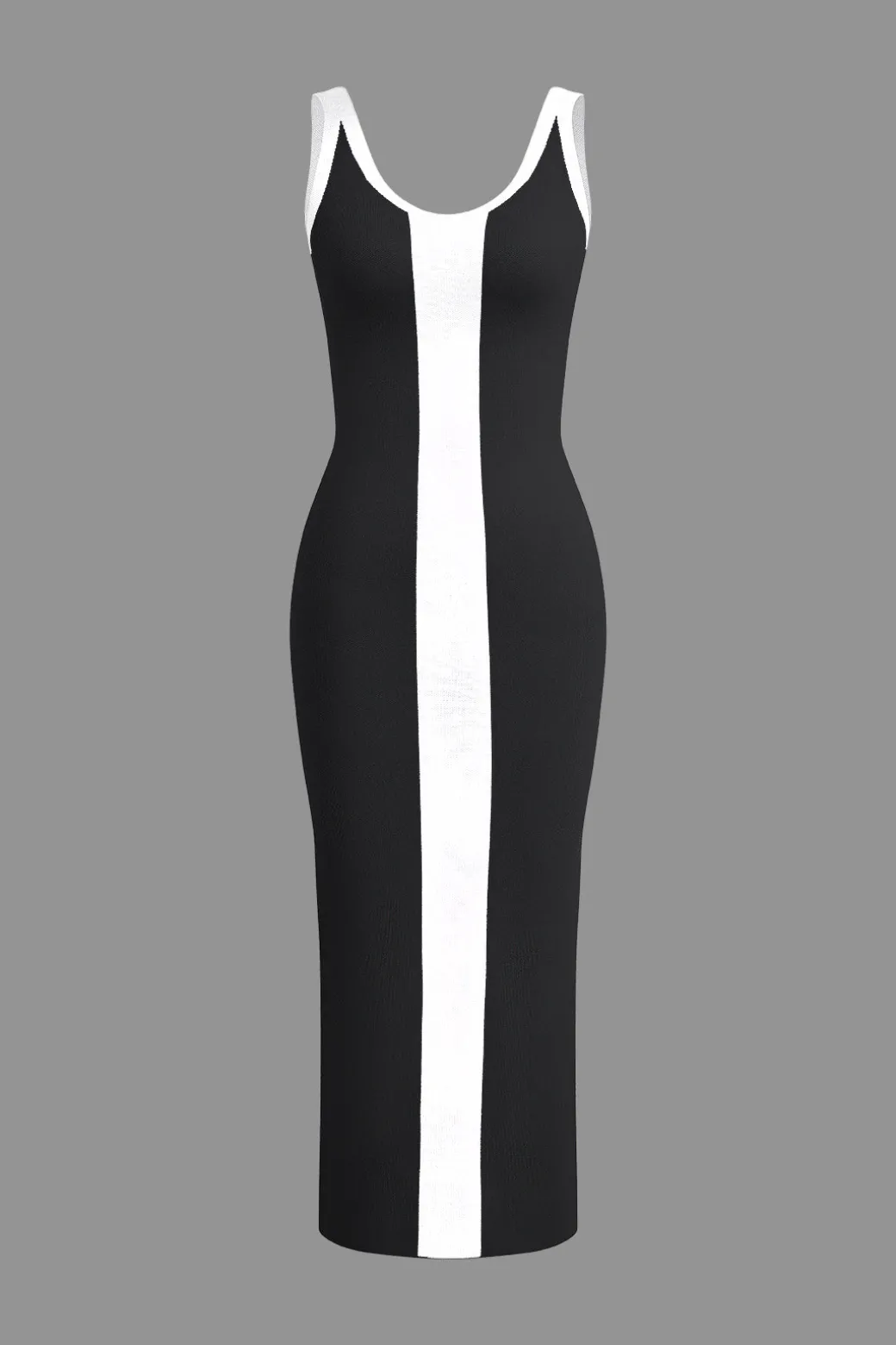 Contrast Knitted Slit Midi Dress