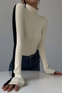 Contrast Long-Sleeve Top
