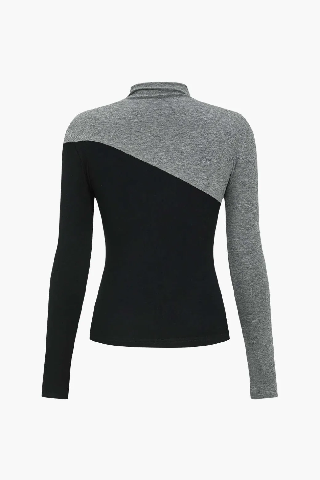 Contrast Mock Neck Long-Sleeve Top