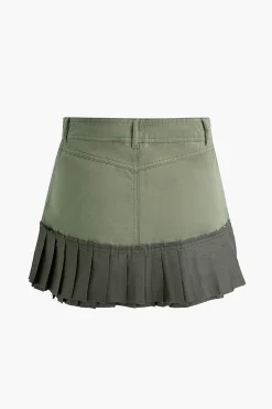 Contrast Pleated Mini Skirt