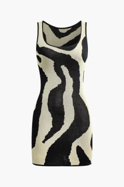 Contrast Sleeveless Knit Mini Dress