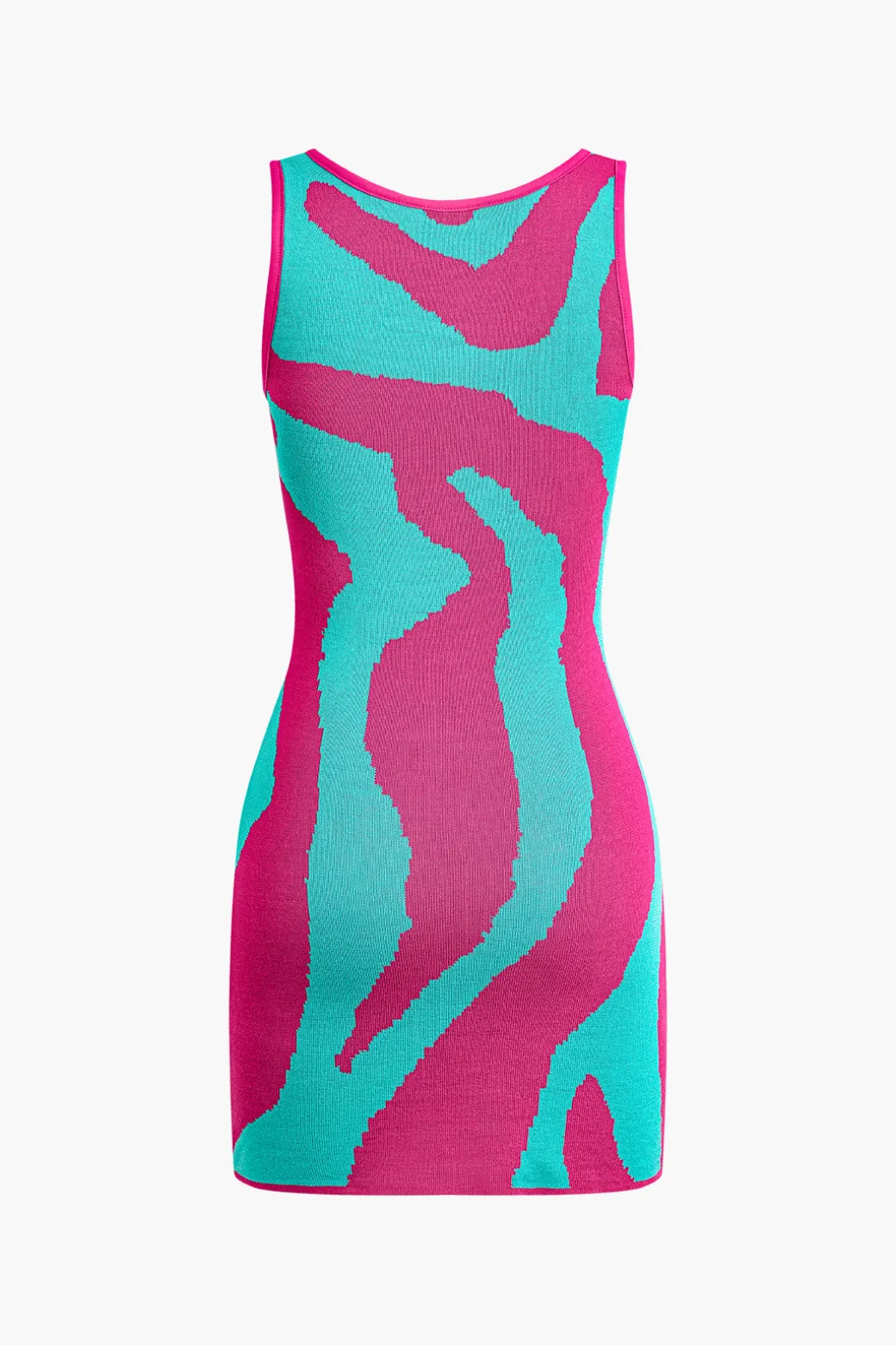 Contrast Sleeveless Knit Mini Dress