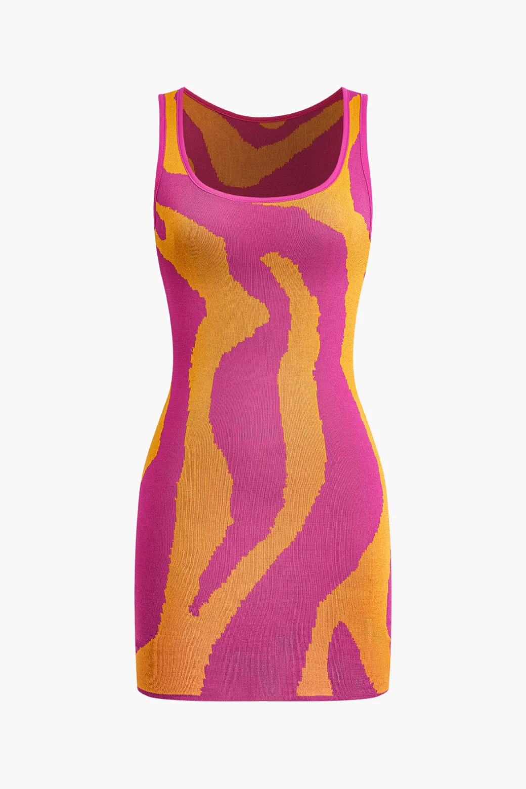 Contrast Sleeveless Knit Mini Dress