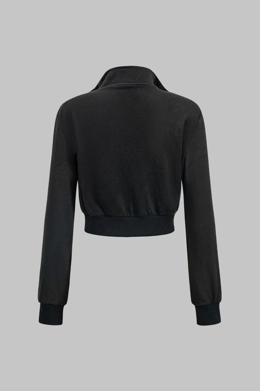 Contrast Stand Collar Zipper Jacket And Patchwork Denim Pants