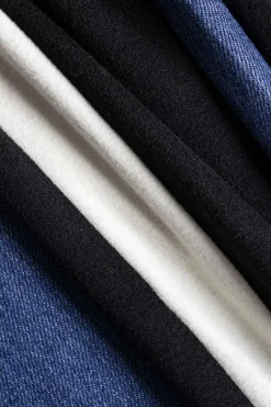 Contrast Stand Collar Zipper Jacket And Patchwork Denim Pants