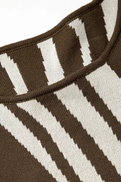 Contrast Stripe Round Neck Knit Maxi Dress