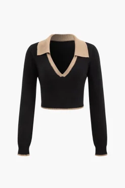 Contrast Sweater And Skirt Set
