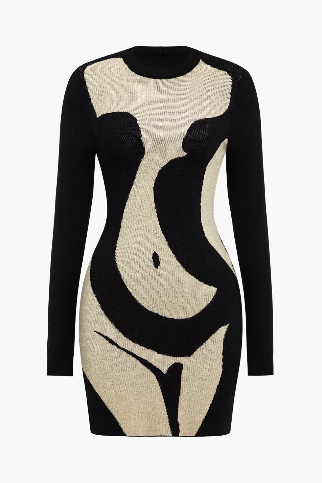 Contrast Sweater Dress