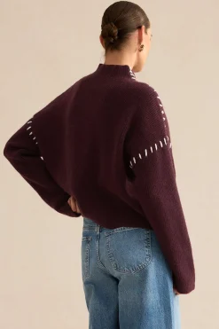 Contrast Sweater Long-Sleeve Top
