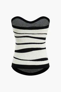 Contrast Sweater Tube Top