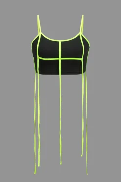 Contrast Tie Crop Cami Top And Shorts Set