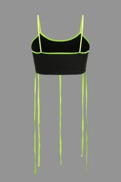 Contrast Tie Crop Cami Top And Shorts Set