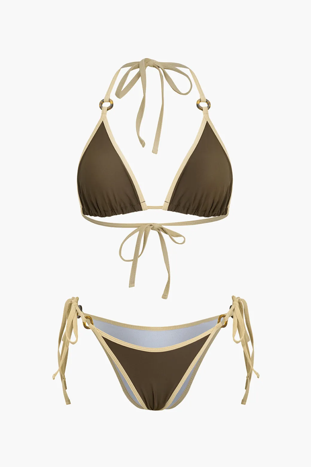 Contrast Tie-Up Bikini Set