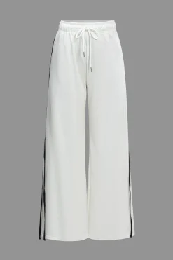 Contrast Tie-Up Wide Leg Trousers
