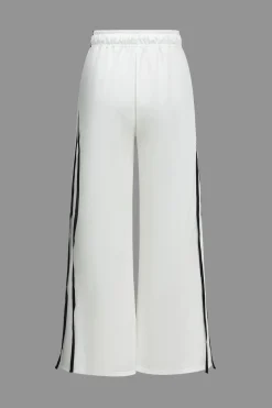 Contrast Tie-Up Wide Leg Trousers