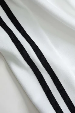 Contrast Tie-Up Wide Leg Trousers
