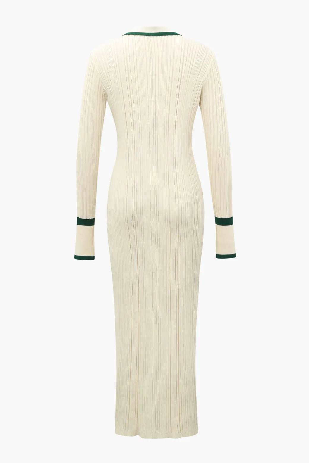 Contrast Trim Button Down Knitted Dress
