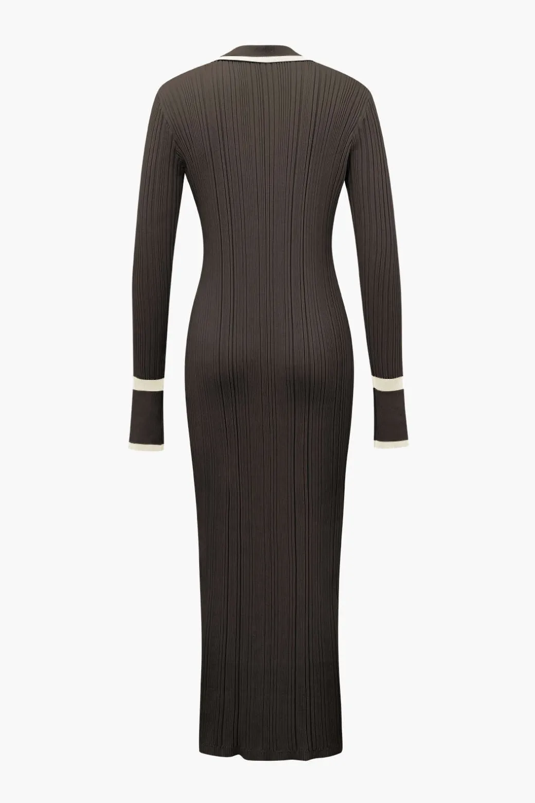 Contrast Trim Button Down Knitted Dress