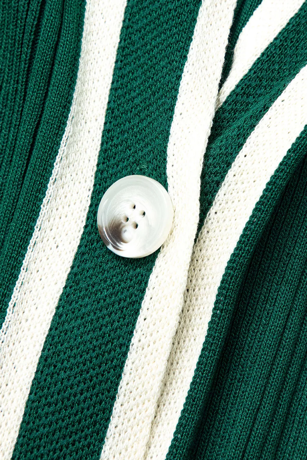 Contrast Trim Button Down Knitted Dress