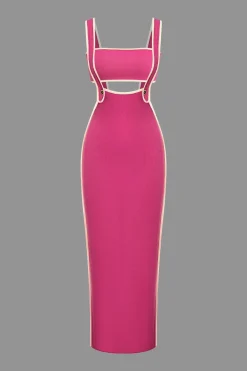 Contrast Trim Tube Top And Pinafore Dress Set