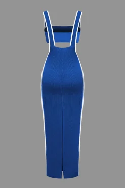 Contrast Trim Tube Top And Pinafore Dress Set