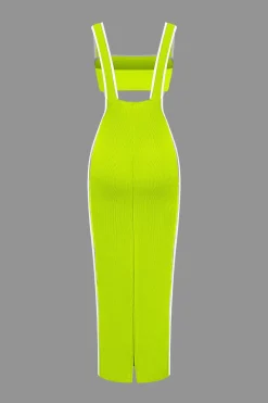 Contrast Trim Tube Top And Pinafore Dress Set