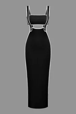 Contrast Trim Tube Top And Pinafore Dress Set