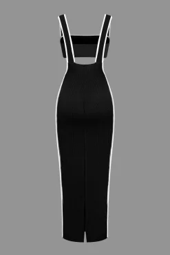 Contrast Trim Tube Top And Pinafore Dress Set