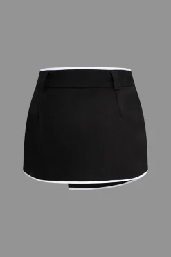 Contrast Trim Wrap Skort