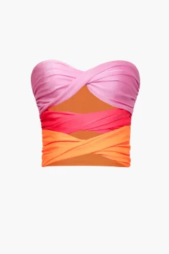 Contrast Twisted Front Tube Top