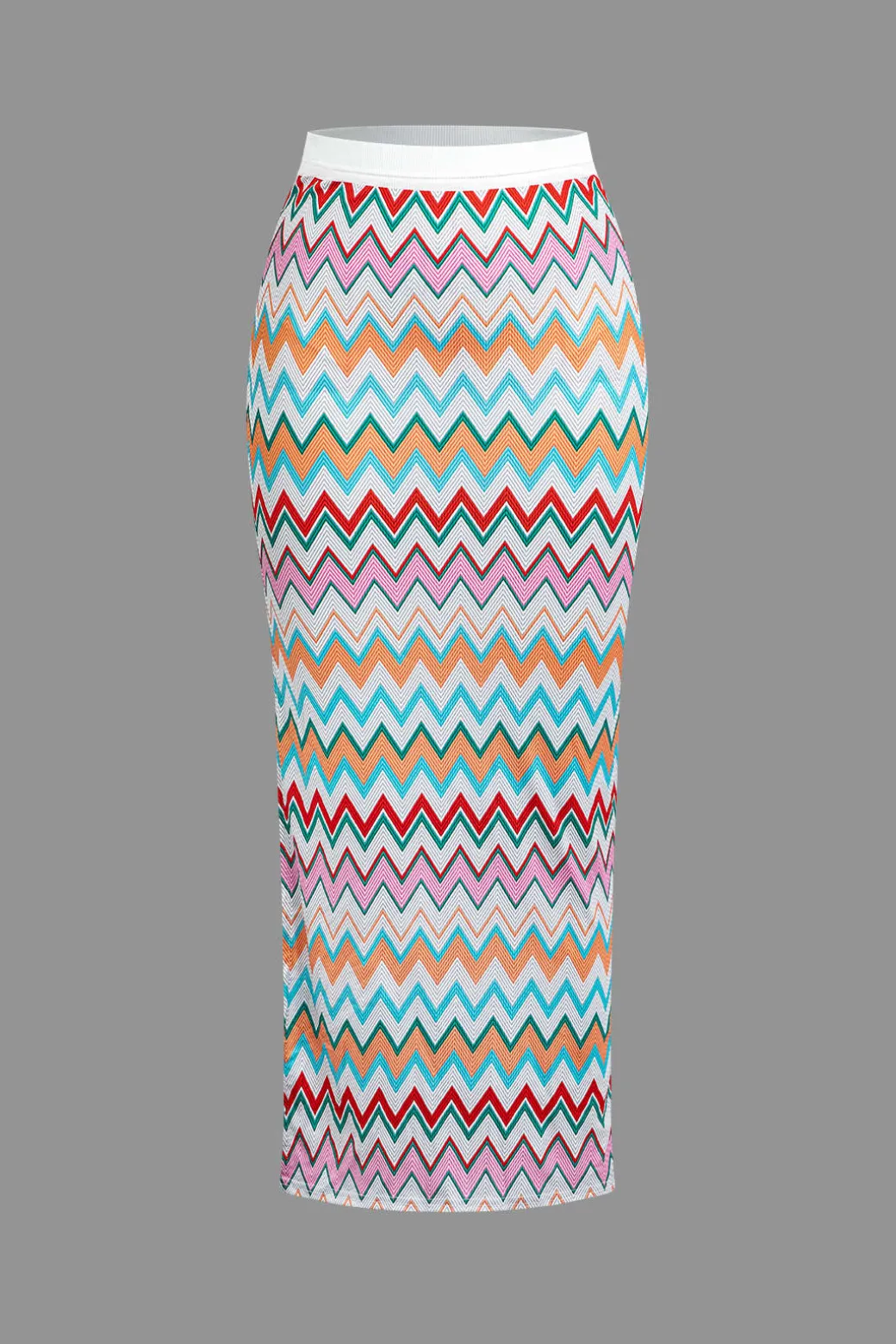 Contrast V-neck Crop Knit Tank Top And Split Maxi Skirt Set