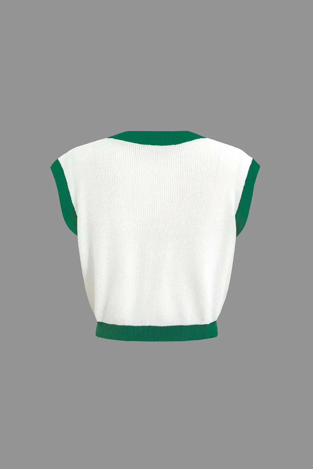 Contrast V-neck Knit Top And Mini Skirt Set