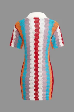 Contrast Wavy Stripe Knit Dress