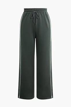 Contrast Zipper Trousers Set