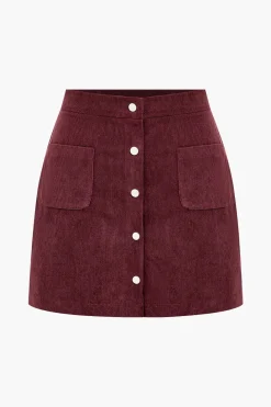 Corduroy Button Skirt