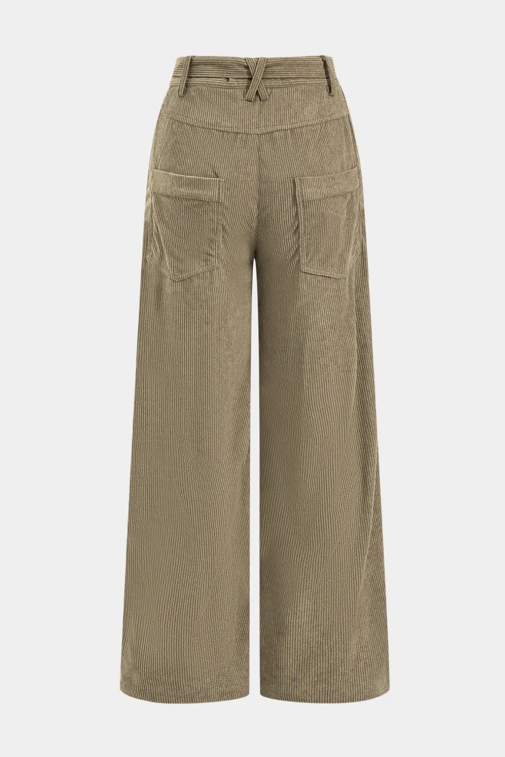 Corduroy Tie Front Wide Leg Trousers