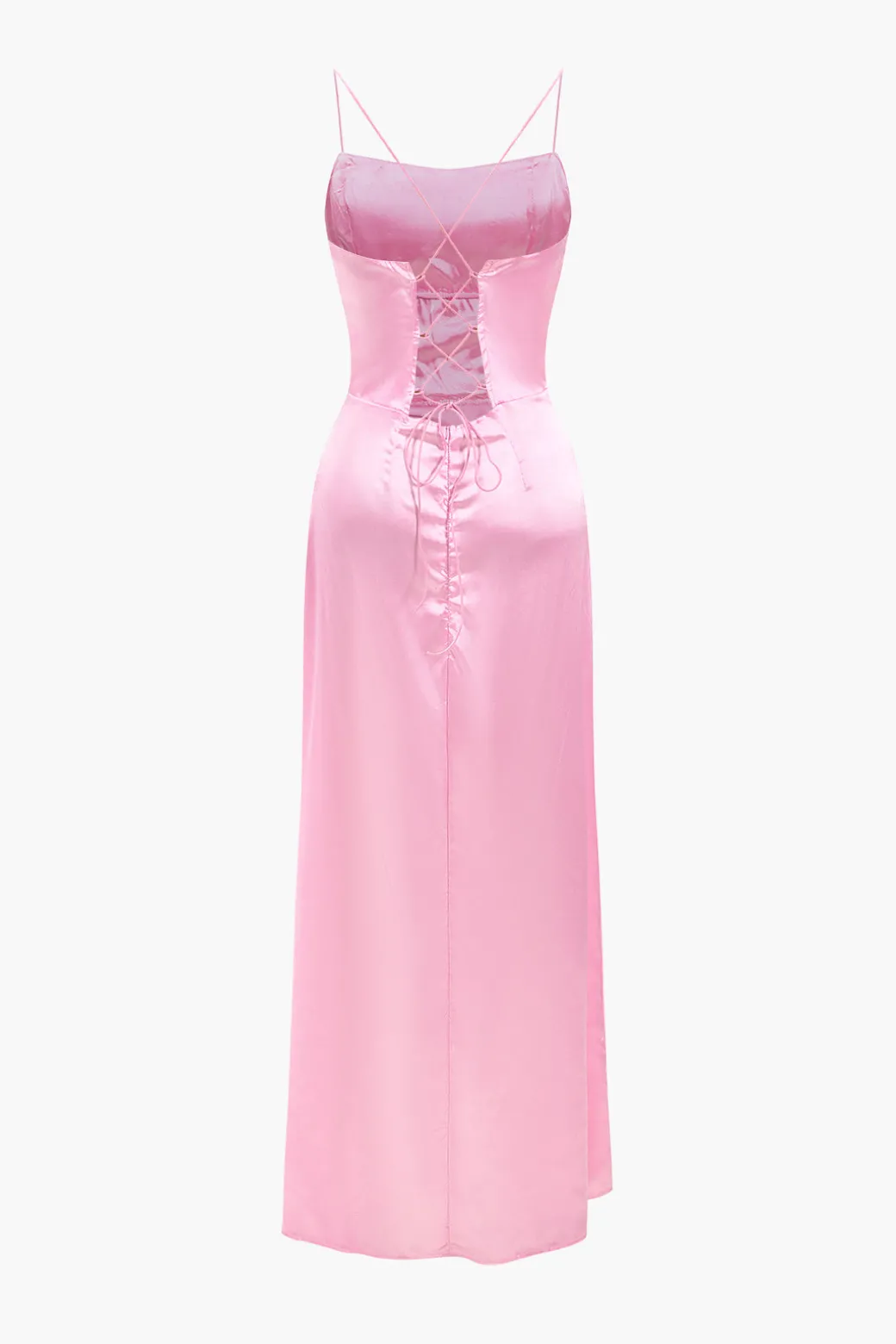 Corset Cowl Neck High Slit Maxi Dress