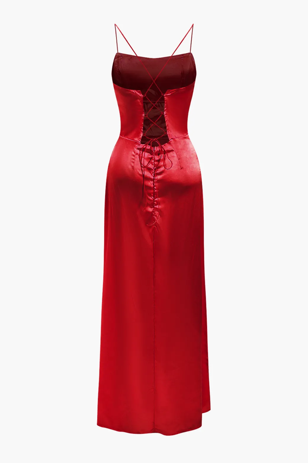 Corset Cowl Neck High Slit Maxi Dress