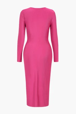 Cowl Neck Long Sleeve Maxi Dress