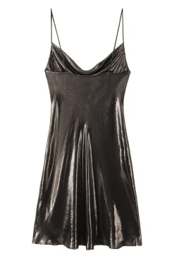 Cowl Neck Metallic Slip Mini Dress