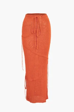 Crochet Backless Tube Top And Split Skirt Set