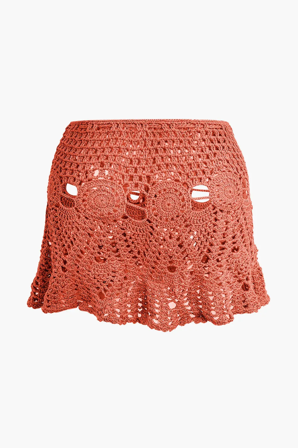 Crochet Halter Knit Cami Top And Mini Skirt Set